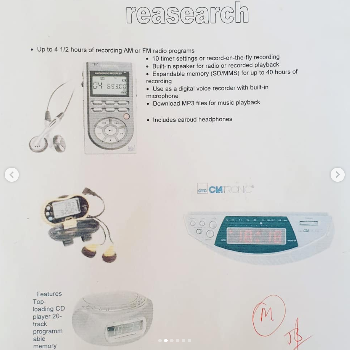 Research page — product references and teacher's grade
